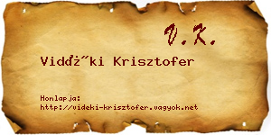 Vidéki Krisztofer névjegykártya